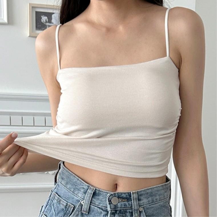 자체제작 끈나시탑 일상룩 여행룩 민소매티 여름 심플룩코디 크롭 바캉스