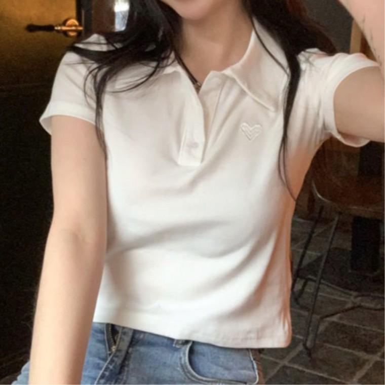 데일리룩아이템 반팔티 세미크롭 여름티 크롭 일상코디룩 카라 세련된느낌