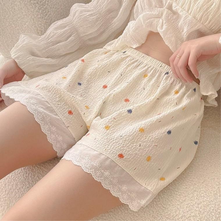 여성 반바지 잠옷 룸웨어 여자잠옷바지 편한 레이스 중년홈웨어 얇은파자마