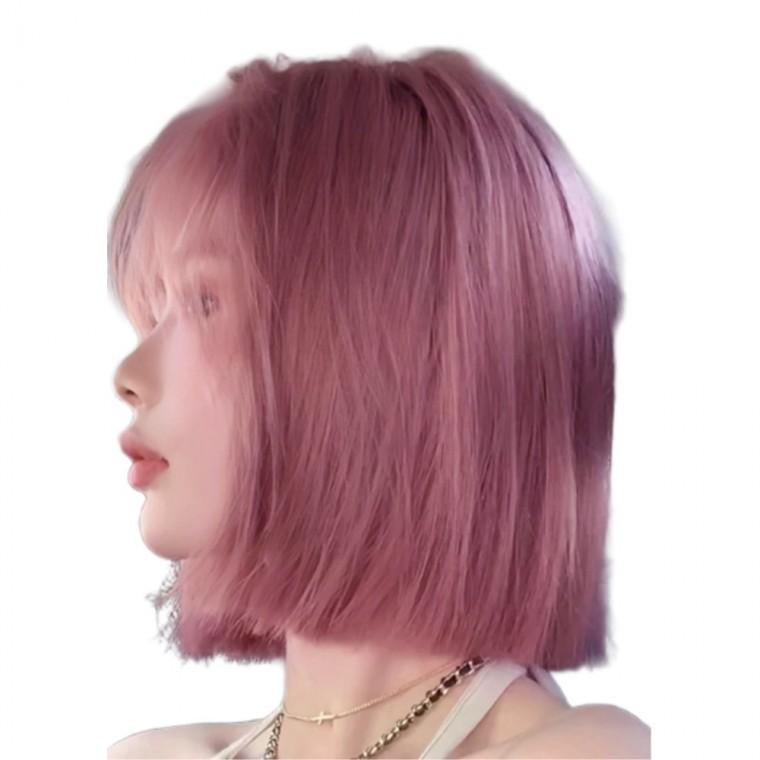 단발머리가발 연출 사진촬영 통가발 단발머리통가발 단발머리 핑크가발