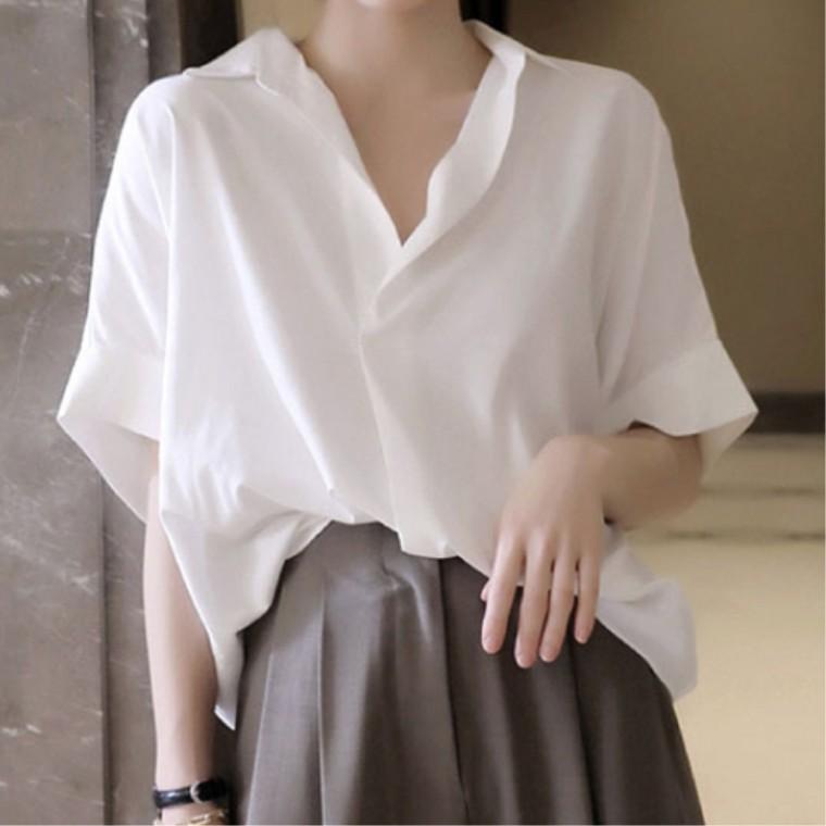 30대 20대블라우스 출근룩 나들이 청순한스타일 반팔티 무지 셔츠블라우스