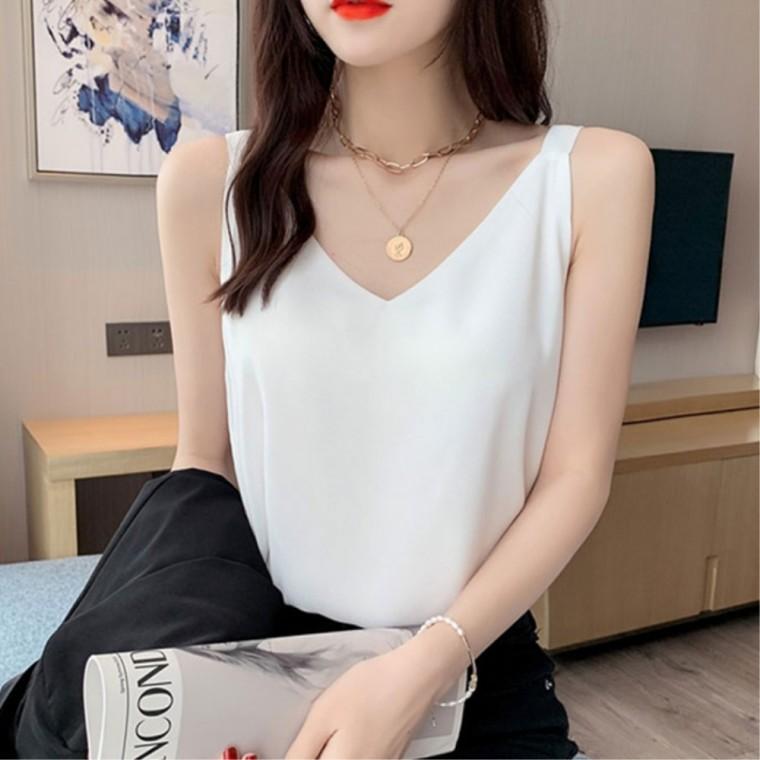 브이넥 민소매 이너티 블라우스 30대 여성스러운블라우스 정장 30대여성