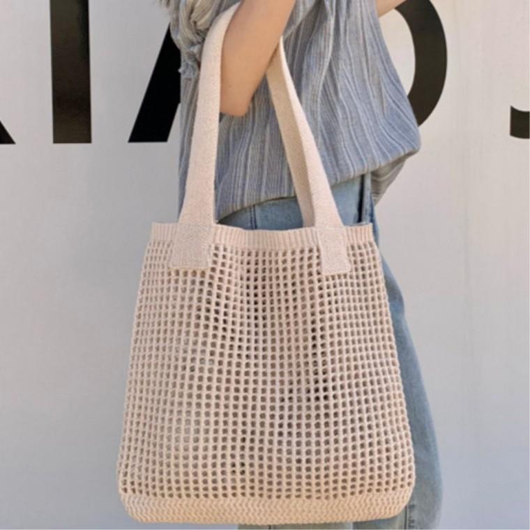나들이가방 스퀘어 네트백 여행용가방 바캉스 사계절 엄마크로스백 휴양지