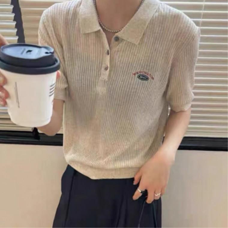 카라 여성캐주얼티셔츠 일상코디룩 시스루 여름 심플룩코디 반팔니트 이너