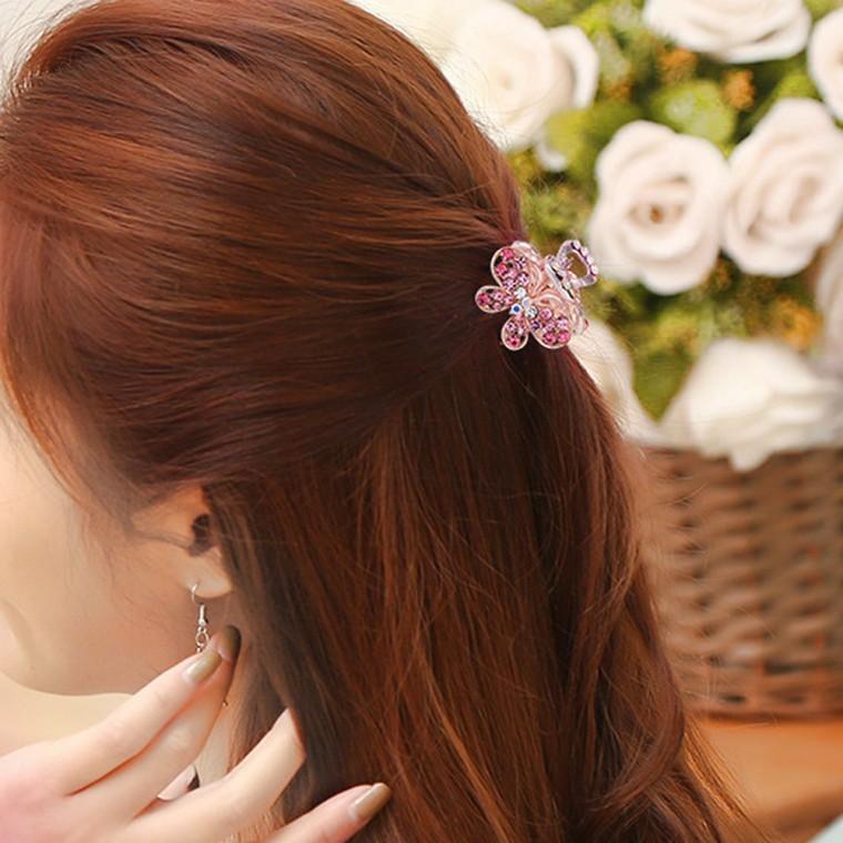 라이크 헤어 집게핀 3p(핑크) 큐빅 나비 미니 헤어핀