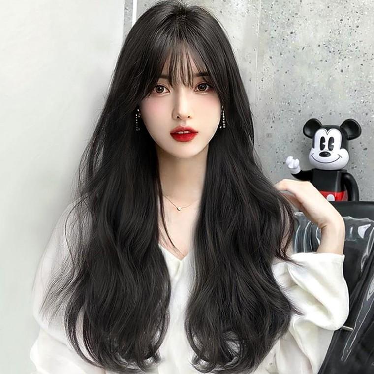 루즈 웨이브 긴머리 통가발(블랙)