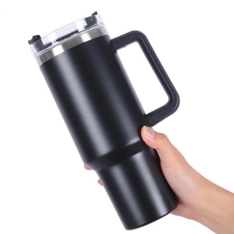 대용량 이중 스텐 텀블러 빨대 손잡이 1.18L