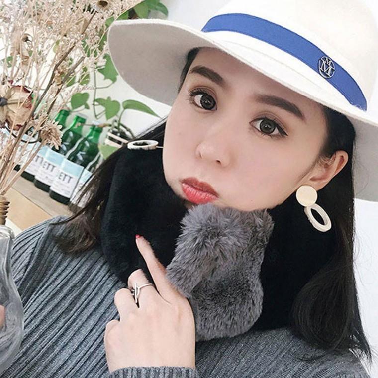 SD 배색 털목도리 여성 겨울목도리 자석 머플러 퍼목도리