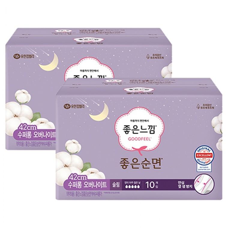 좋은느낌 좋은순면 42cm 수퍼롱오버나이트 10입 x 2팩