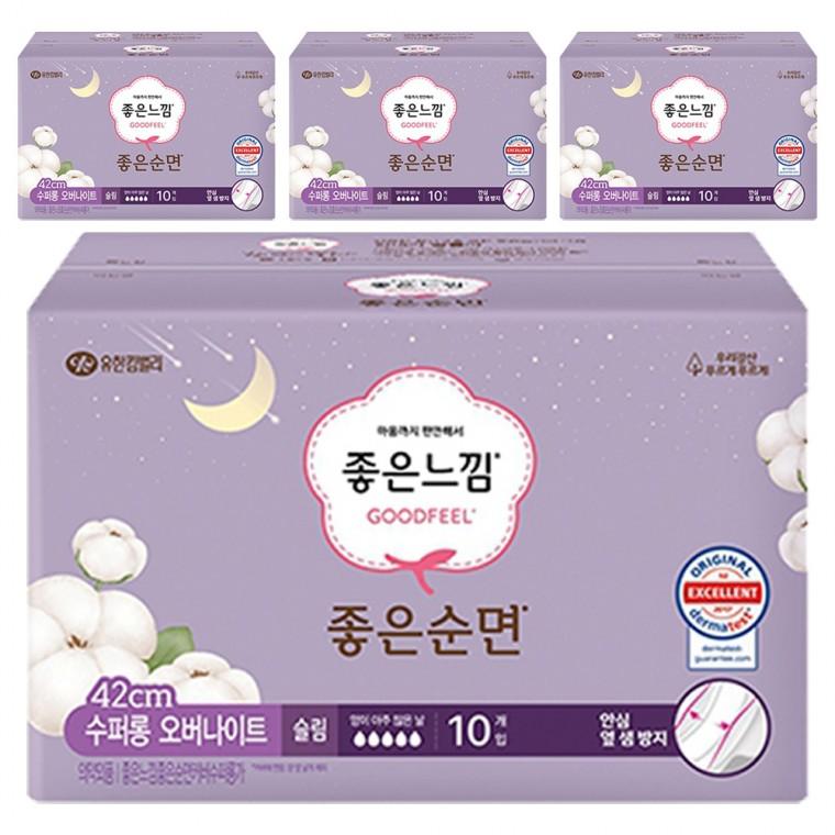 좋은느낌 좋은순면 42cm 수퍼롱오버나이트 10입 x 4팩