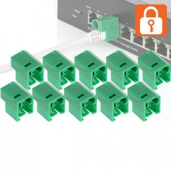 보안 RJ45 잠금 장치 랜포트 자물쇠 락커 그린 10개