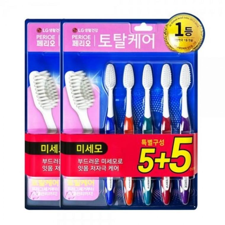 페리오 토탈케어 칫솔10p 미세모 잇몸케어 부드러운 대용량 저자극 가족칫솔