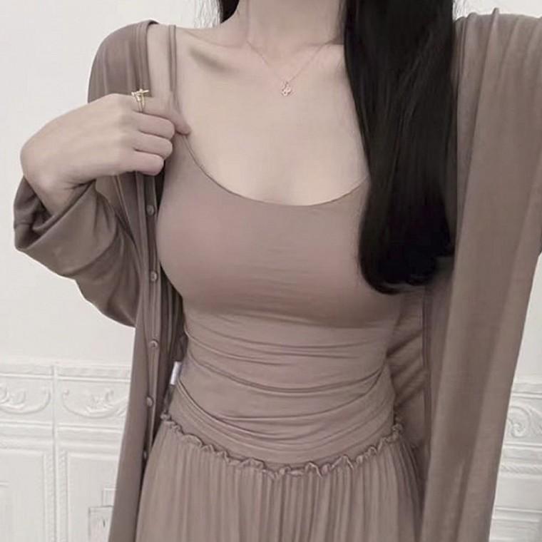 라운드넥 데일리 슬리브리스 여성 이너웨어