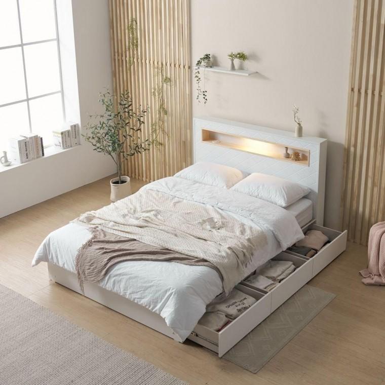 호텔식 LED 편백 수납침대 SS 230 3colors