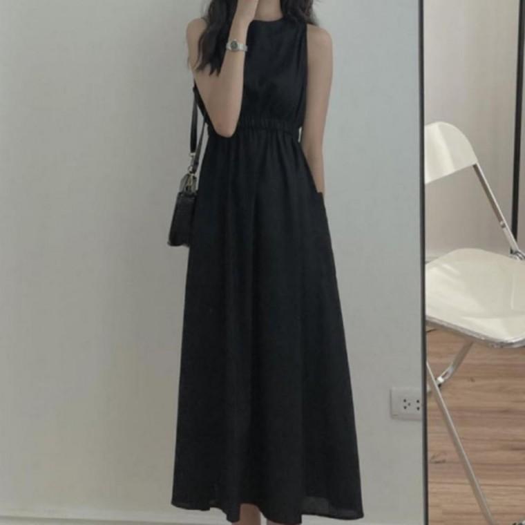 허리 셔링 민소매 롱원피스 허리 밴딩 여름 원피스
