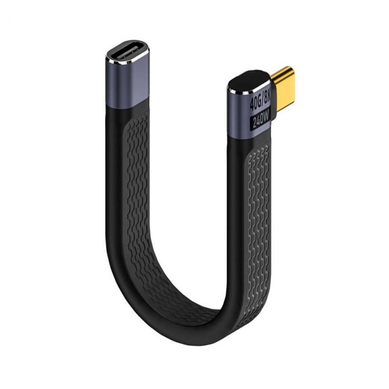 USB 4.0 C타입 PD 케이블 MF 14cm 40Gbps 240W 꺾임형 고속충전 스마트폰 노트북