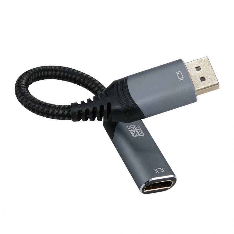 8K 4K DP to HDMI 컨버터 20cm 48Gbps 노트북 연결 모니터 TV 프로젝터 미러링 고해상도 영상 음성