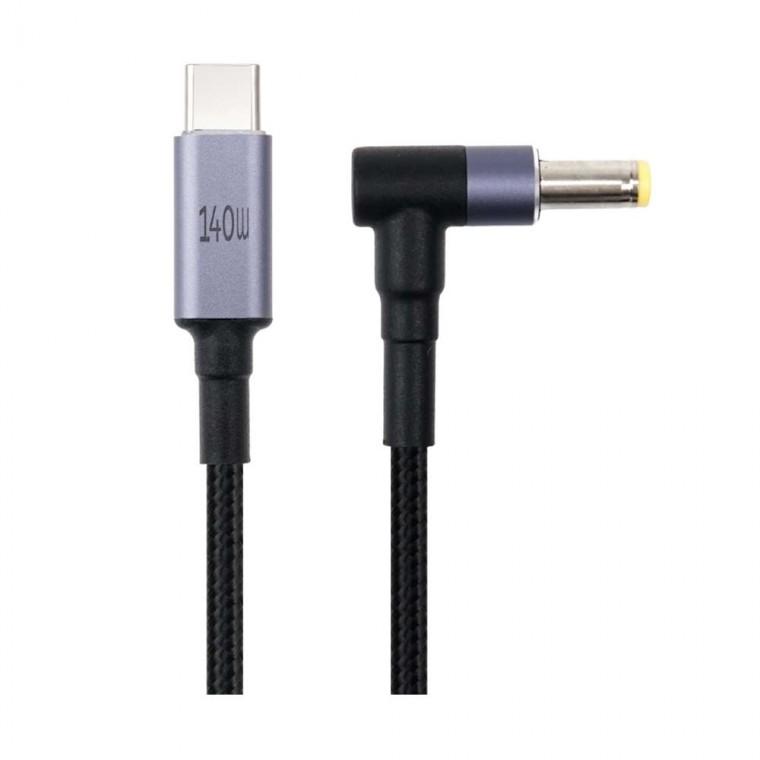USB TYPE C PD 전원 케이블 꺾임형 커넥터 노트북 충전용 1.8M 28V 5A 140W DC 5.5 2.5