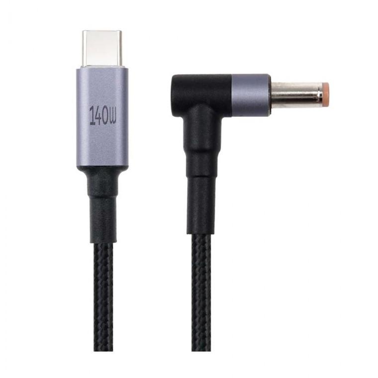 USB 타입C PD 전원 케이블 꺾임형 커넥터 노트북 충전용 1.8M 20V 7A 140W DC 5.5 2.5