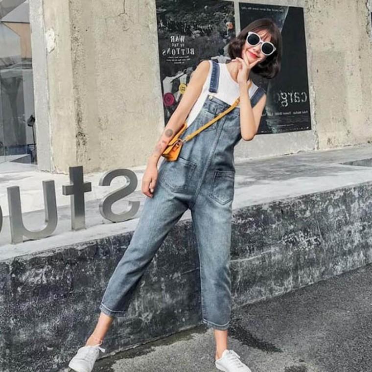 데일리 멜빵바지 조거 청바지 의류 밴딩 여성 여자