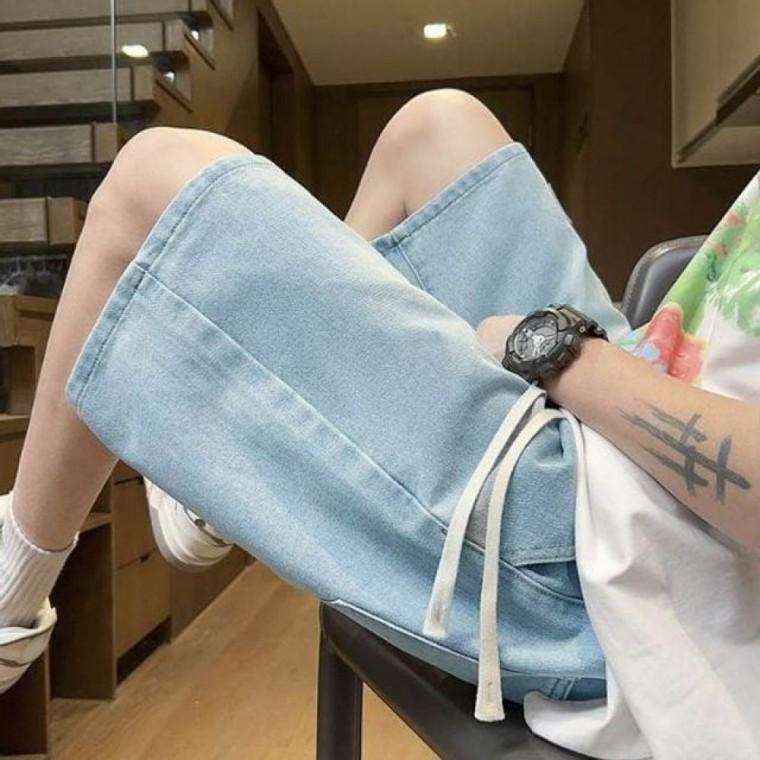 캐쥬얼 데님 허리밴딩 반바지 스타일 스트리트 청반바지 남자