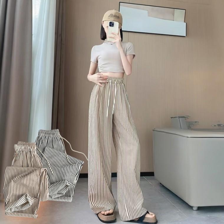 베르 루즈핏 와이드 밴딩바지 편안한 데일리룩 시어서커 바지