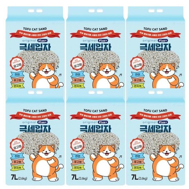 샌드 6P 극세 고양이 모래 두부 입자 Plus 응고 7L