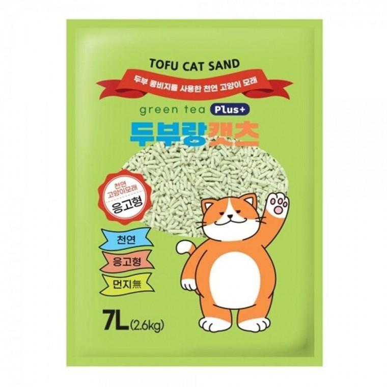 Plus 녹차 두부 고양이 이코노미 응고 1P 모래 7L
