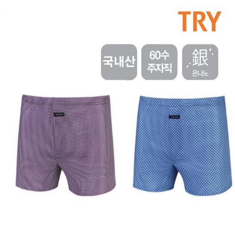 60수 TRY 주자면 남성사각 팬티 (택1) 남자트렁크팬티 60수면