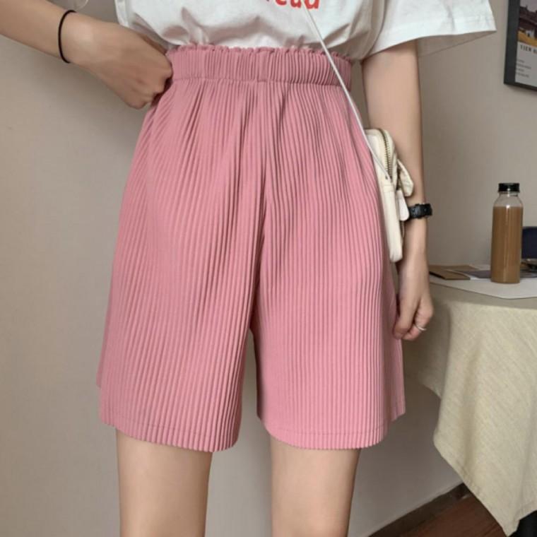 핀턱 플 여름 데일리룩 하프팬츠 여성 반바지 밴딩 와이드