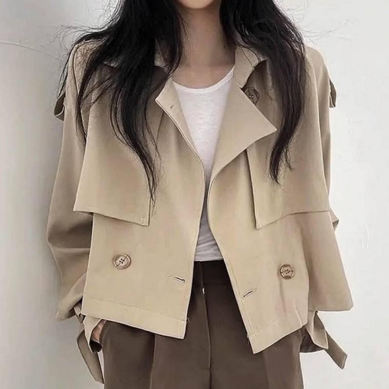 HL] 쟈켓 재킷 숏 크롭 트렌치쟈켓 더블단추 간절기