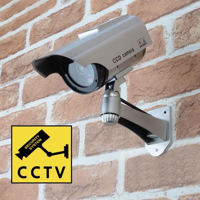 원통 돌출형 태양광 충전식 가짜CCTV 모형카메라