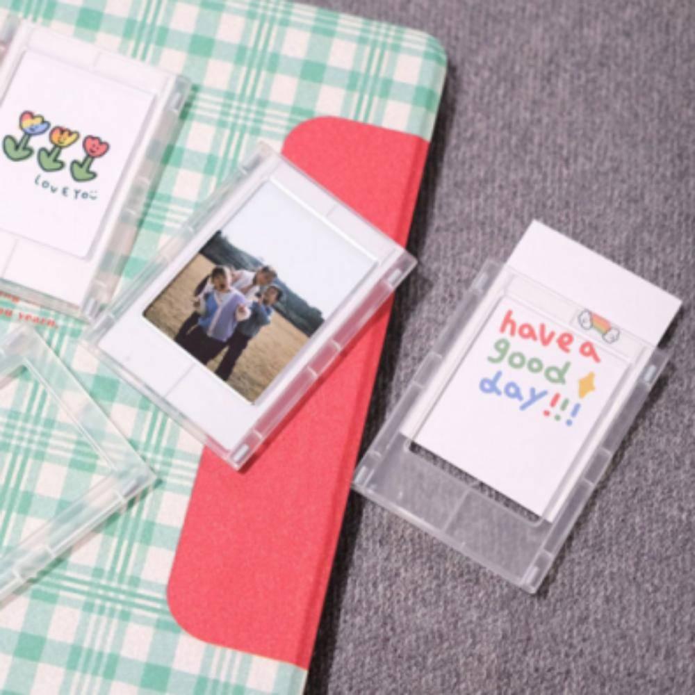 폴라로이드 미니 사이즈 자석 사진 액자 투명 하드 케이스 포토 카드 보관함 냉장고 자석 액자