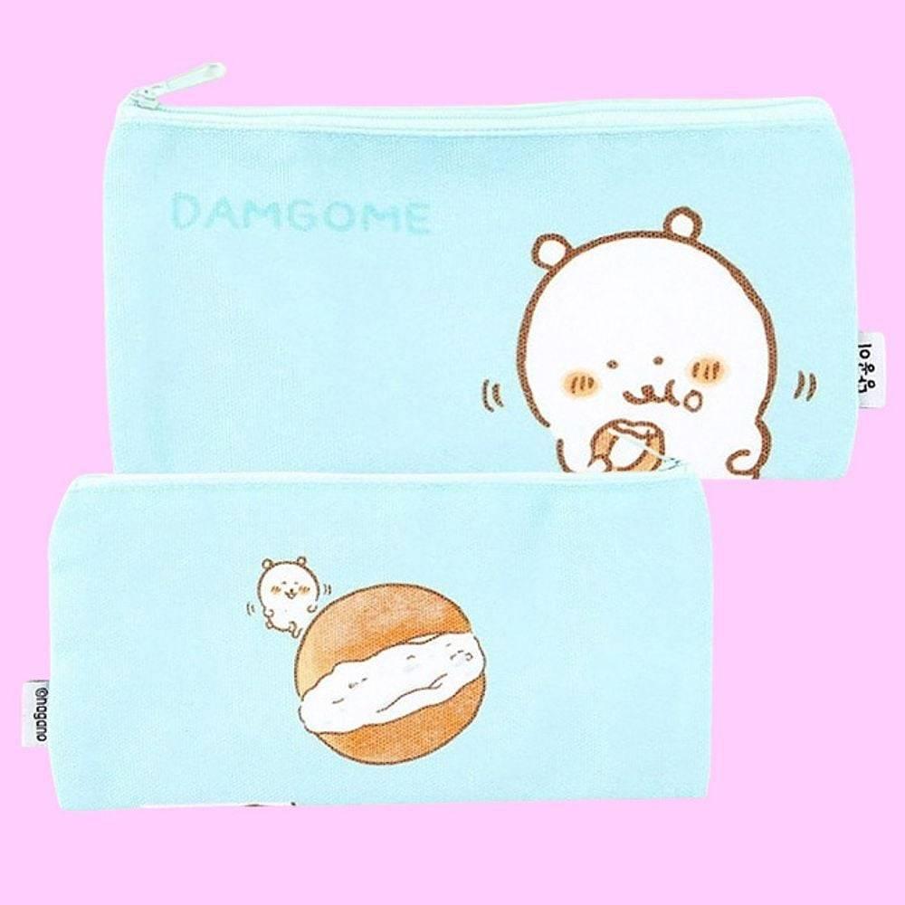 케이스 학생 초등 민트 깔끔한 필통 4P 화장품 캔버스 파우치 담곰이 입학 중등