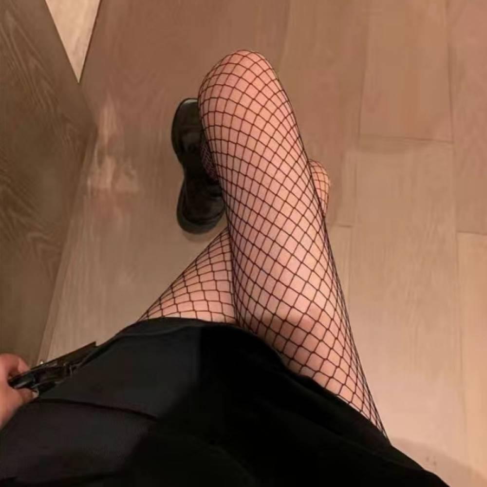 피럼프스  스타킹 양말 롱 속옷 여성 오픈 그물 행사 파티 망사