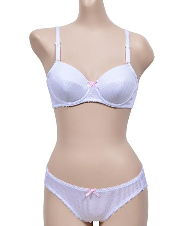 혜명생필품몰 (샤통)청량한 색감 리본 포인트 주니어 3단계 A컵 브라팬티세트 학생브라세트 주니어속옷세트