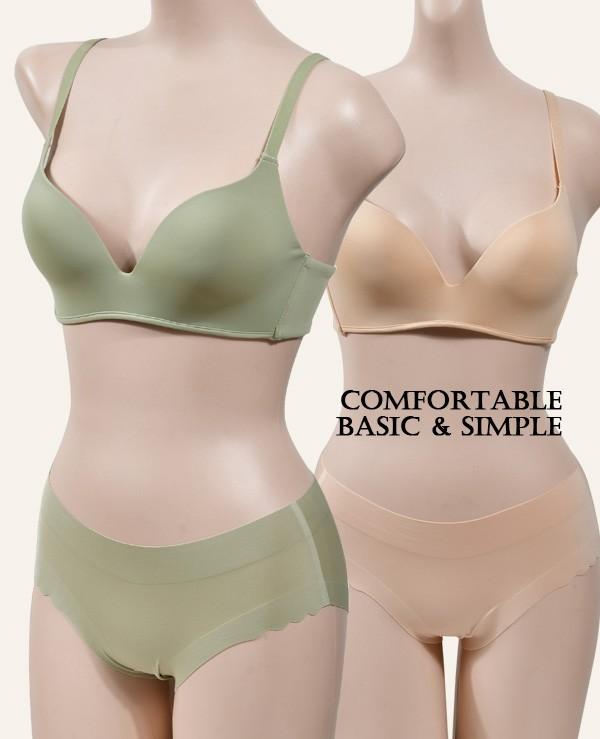 혜명잡화몰 (클레오)(ST9045 A컵세트)누디 노와이어 A컵 브라팬티세트 심리스노와이어 노와이어브라세트 햄