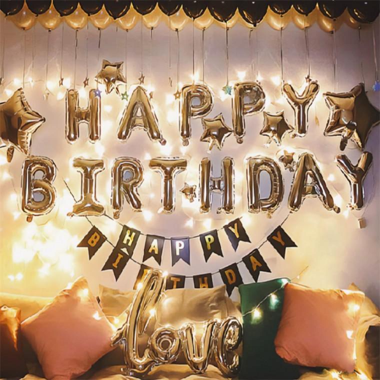LED 생일파티 풍선세트 모던스타 손펌프 생일풍선세트 파티용품 생일파티풍선세트