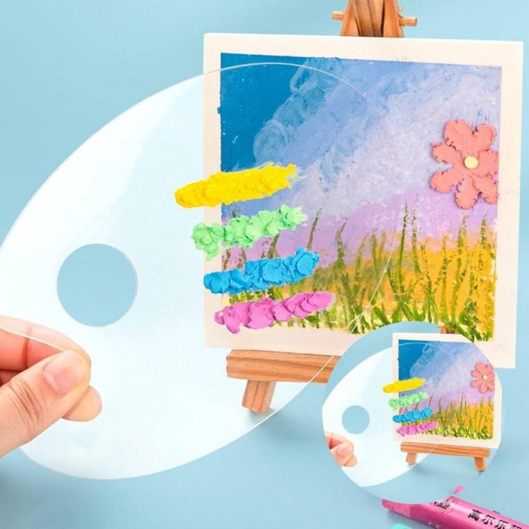 투명 아크릴 팔레트 2p세트 10x15cm 타원형 수채화팔레트 물감파레트