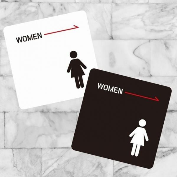 WOMEN 우측3 부착형 정사각 소형안내판 1