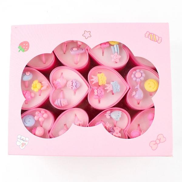 259B] 1200 팬시피아 하트 상자 트리플 반지 세트 (36개세트)