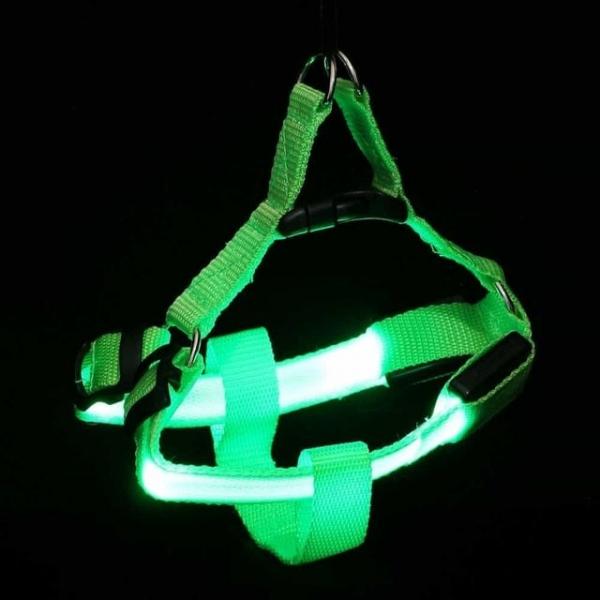 LED 애견하네스 L 그린 반려동물하네스 하네스줄