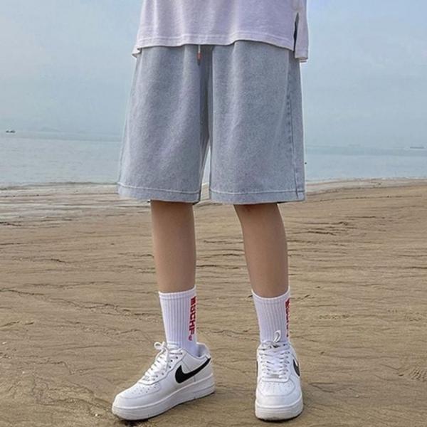 남성 반바지 데님 밴딩 허리 IS-DNP20 버뮤다 남성 반바지