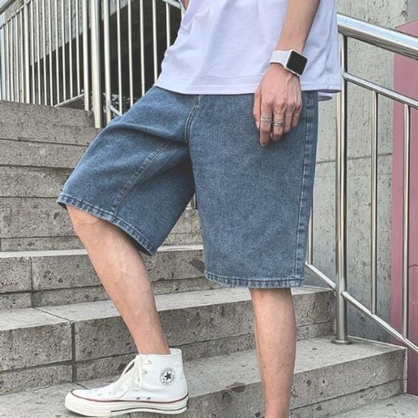 남성 반바지 청반바지 INSUM09 데님팬츠 워싱진 와이드핏