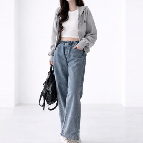 베이직 절개 청팬츠 간절기 데일리 패션 바지