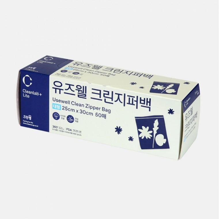 크린 지퍼백 알뜰 25cm x 30cm 50매 비닐 이중 일회용 칼라 컬러 잠금 크린