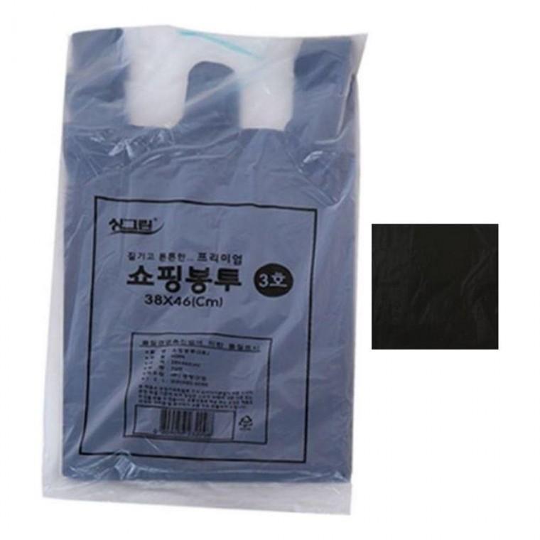 쇼핑봉투 3호 블랙 70P 38x46cm 검정 마트 싱그린 일회용 비닐
