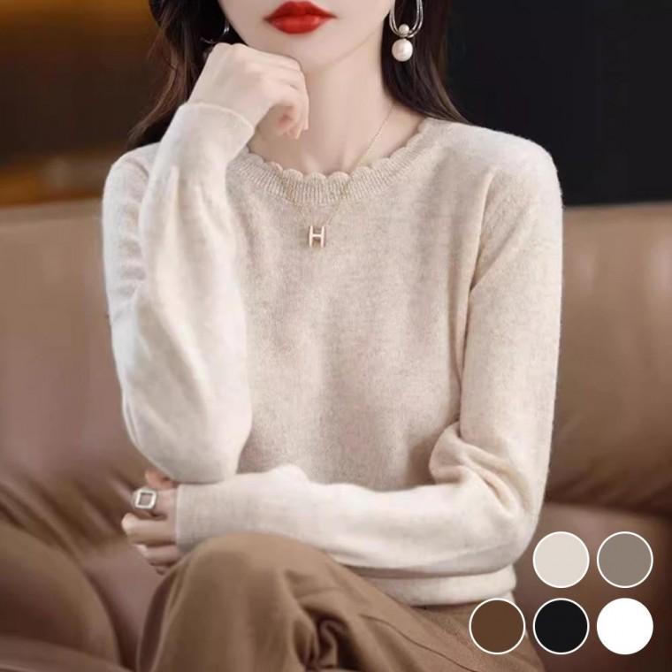 물결 넥라인 니트 긴팔 티숙 URD438 니트티 무지 터틀넥 베스트 목폴라 U넥 스톡 니트 라운드넥 sweater 조