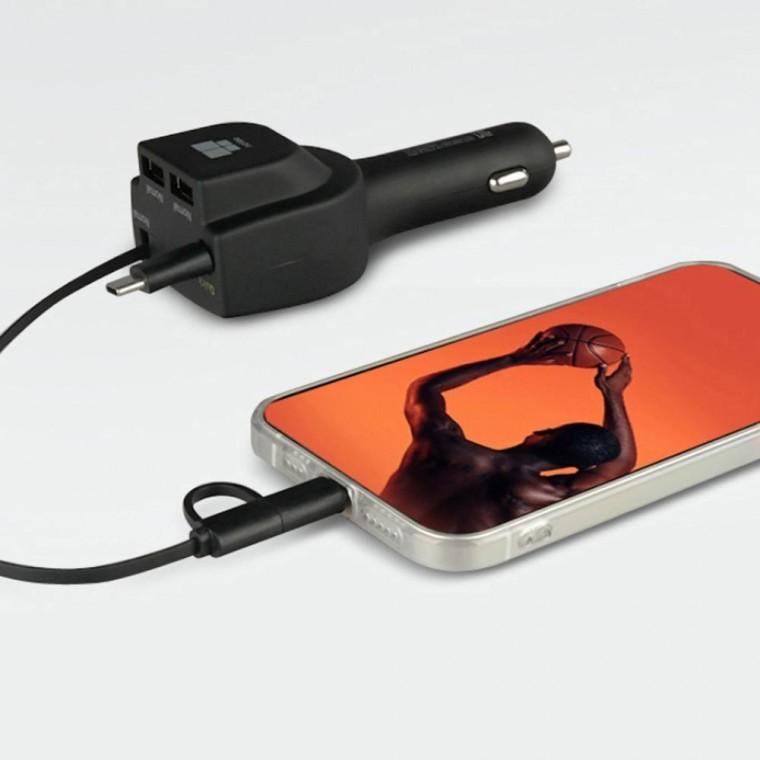 차량용 듀얼 자동감김 충전기 릴타입 3in1 시거잭 usb 고속 핸드폰