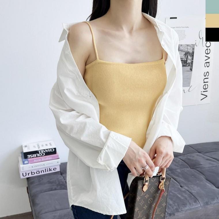2LCBB 1084 여자베이직니트끈나시 교복 티셔츠 민소매 메쉬 끈나시 긴팔 나시 미노갤러리 여성의류 속옷 투